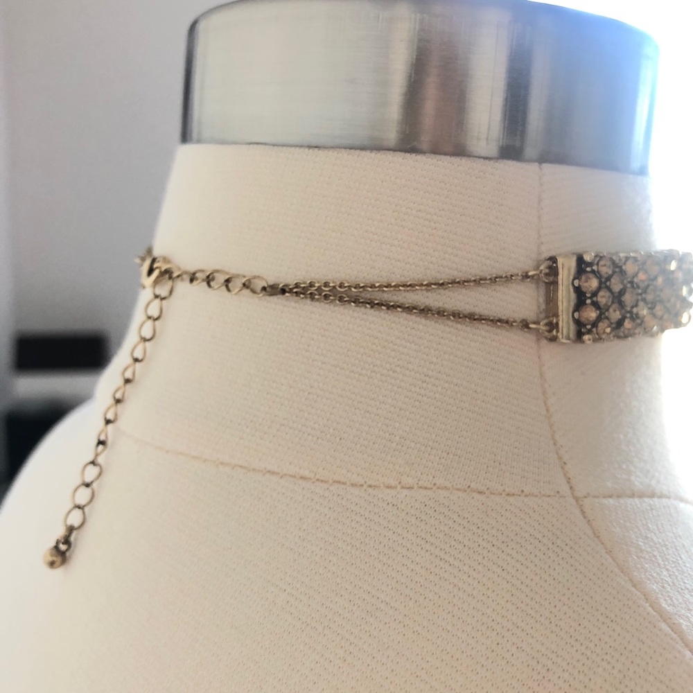 Gold Colored Rhinestone Adjustable Choker - Picture 3 of 5